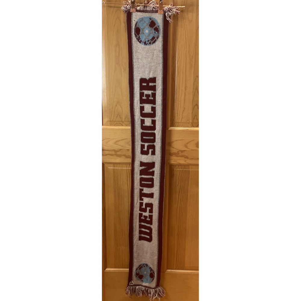 Weston Soccer Scarf Burgundy And White 53" Nice!